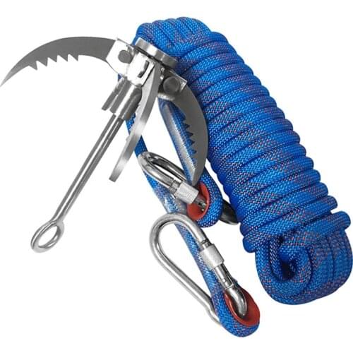Top!-Grappling Hook Stainless Steel Claw Carabiner for Fishing Retrieval with Auxiliary Rope for Outdoor Climbing