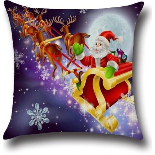 Marry Christmas Santa Claus Elk Cotton Linen Home Decor Sofa Office Pillow Cover Personality Car Pillowcase Cover For Gifts
