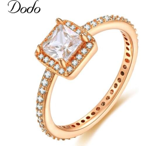 Vintage Champagne Gold Color Micro Inlaid Ring AAA+ Square Cubic Zircon Rings For Women Wedding Bijouterie Bijoux Anillos YR71