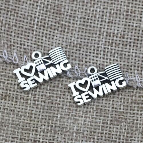 20 Piece 13*21mm Mixed Alloy Antique Silver Color Sewing Machine Charms KeychainVintage Pendant Accessory For DIY Jewelry Making