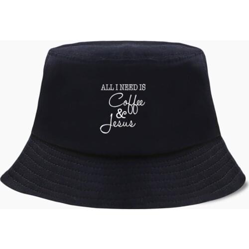 All I Need is Coffee and Jesus Funny Bob Bucket Hats Summer Mens Panama Women Fisherman Hat Cotton Black Caps Hip Hop Beach Cap