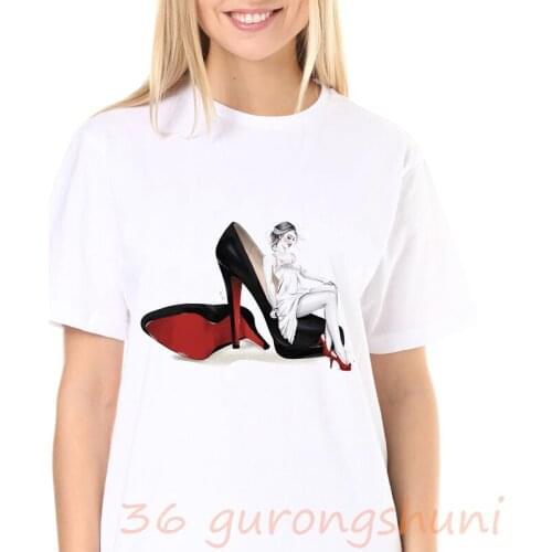 Woman i found my love high heels shoes printed graphic t shirts summer 90s tumblr clothes women hipster streetwear punk t shirt