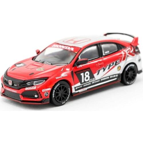 1:64 Tarmac Works Honda Civic Type R FK8 25hr Thunderhill Race #18 Diecast Model Car