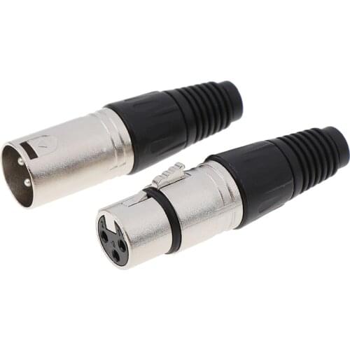 1 Pair Male & Female 3-Pin XLR Microphone Audio Cable Plug Connectors Cannon Cable Terminals