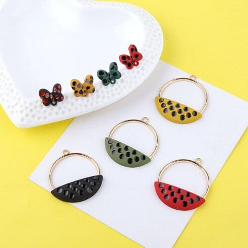 10pcs Hot Sale New Products Alloy Matte Spray Paint Hollow Ring Dot Bow Trendy Stud Earring For Women Diy Jewelry Accessories