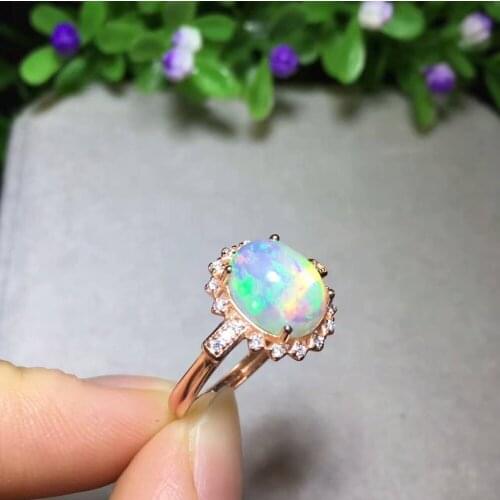 100% NATURAL ETHIOPIAN WELO FIRE OPAL CABOCHON RING 7*9mm