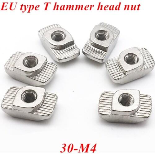 100pcs M4 t nut 30-m4 T Sliding Hammer Head Fasten Nut for 3030 Aluminum Profile Extrusion Slot 8mm for 3D Pinter Parts