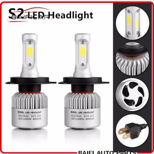Baificar 2Pcs H4 LED H7 H11 H1 H3 9005 9006 Auto Car Headlight 72W 8000LM High Low Beam Light Automobiles Lamp White 6500K Bulb
