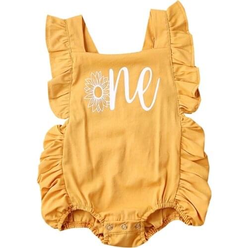 2020 Summer Newborn Infant Baby Girl Sleeveless Letter Print Romper Jumpsuit Cotton Outfit Casual Clothes New Arrival