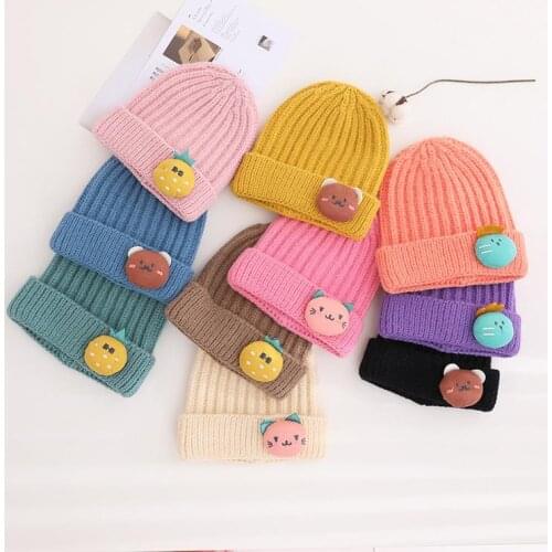 2021 Autumn and Winter Cotton Cartoon Thicken Knitted Hat Warm Hat Skullies Cap Beanie Hat for Children Boy and Girl 14