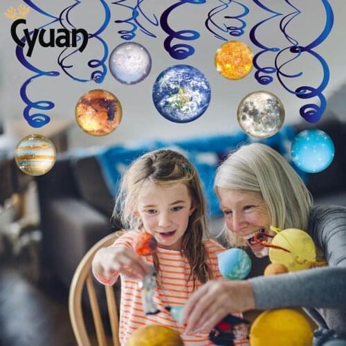 30P Solar System Hanging Swirl Outer Space Galaxy Planet Garland Birthday Party Decoration Kids Baby Shower Classroom Home Decor