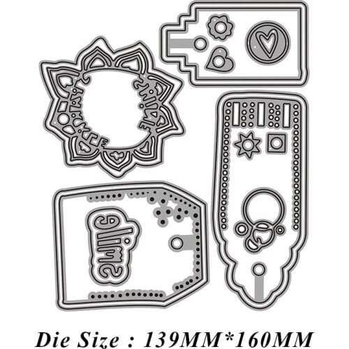 4Pcs/Set Variety of Tags Metal Cutting Dies Scrapbook Paper Craft Knife Mould Stencils 2021 New Making Die Cuts