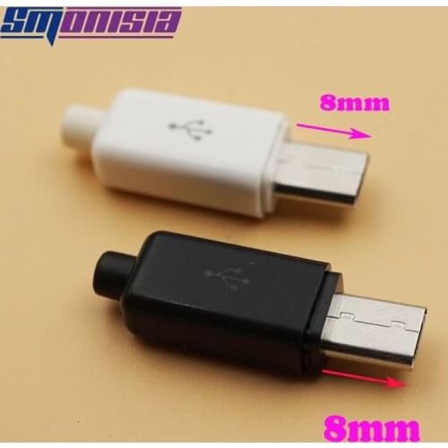 20sets 4 in 1 Micro USB 5PIN Male Plug 0.8mm Long USB Terminal Connectors Welding Type Tail Charging Socket White Black