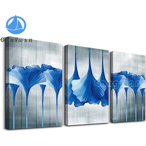 5d diy diamond Art blue “Ginkgo Leaves” 3 Panel diamond painting cross stitch mosaic embroidery diamond Triptych Ginkgo biloba