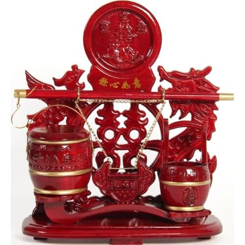 Oversized wedding gift Qing Zhai Gallery red Muzi sun three piece of wood barrel children treasure barrels of relief