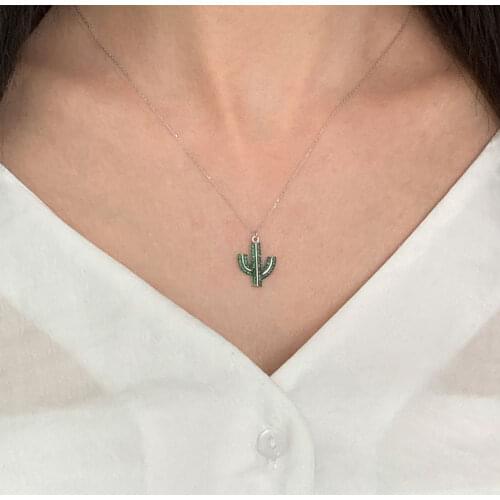 Fashion Chain Choker 925 Silver Necklace For Women Trendy Neon Super Luxury Cactus Collares Turkish Fine Jewelry