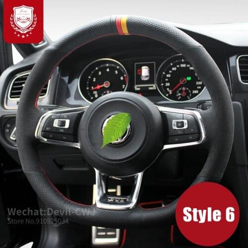 Steering wheel cover For VW Golf 7 Sagitar PASSAT Lamando polo MAGOTAN Viloran T-Cross Tiguan Genuine Leather hand-Stitch Grip