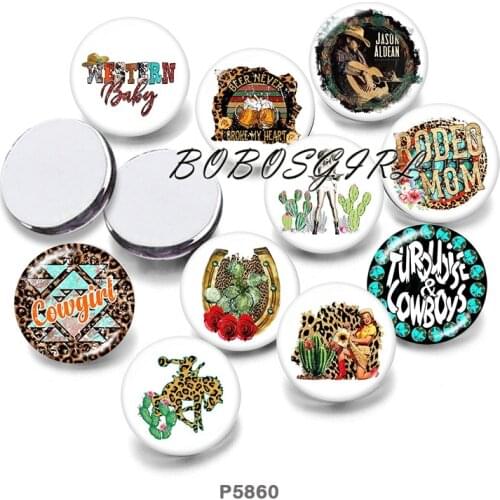 Cowgirl Leopard 12mm18mm 20mm Snap button jewelry DIY Bracelet Round photo glass cabochons P5860