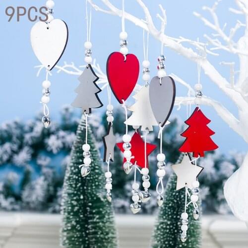 Lucia Crafts 9Pcs/Lot Random Mixed Christmas Decor Wooden Pendant Ornament Navidad I0217