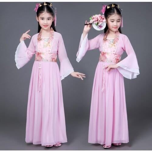 Kids Traditional Hanfu Girl Tang Dynasty Fairy Princess Dress Cosplay Chinese Ethnic Outfit Photography Dress Carnival Costumes