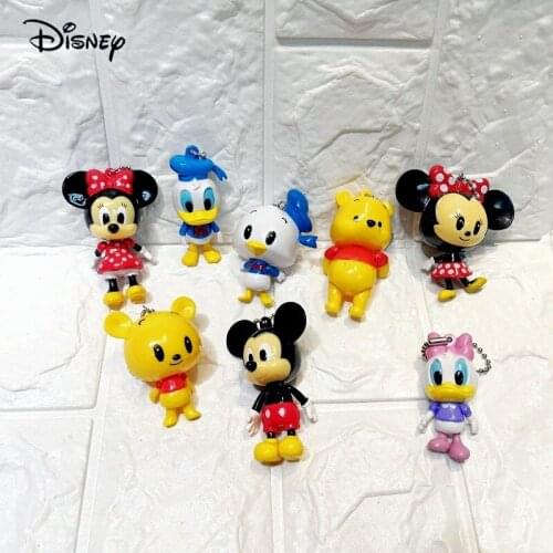 Disney Mickey Mouse Action Figure Toys Minnie Winnie The Pooh Model Toys for Children Donald Duck Keychain Accessories Wholesale