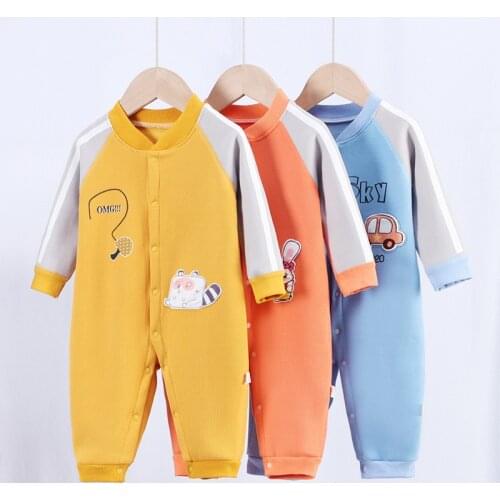 Infant Childrens Clothing Baby Boy One-piece Warm Romper Thicken Boys Rompers Girls Plus Fleece Newborn Clothes Autumn Winter
