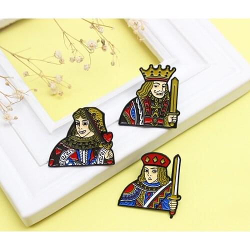 Creative Poker Flower Card Character Avatar Drip Brooch Fashion Square Piece Hearts Spades JQK Trend All-match Backpack Badge