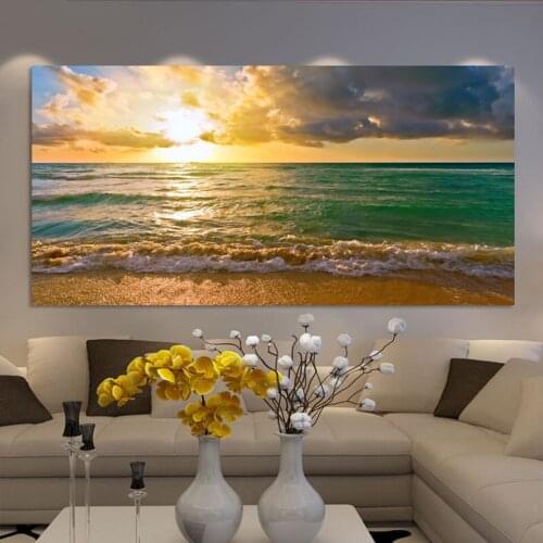 Seascape Sunrise 5D Square round Diy Diamond Embroidery Large Size diamond Mosaic patterns Diamond Painting sale Landscape N578
