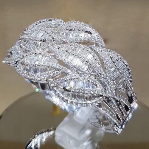 Fashion Rings for Women Silver Color Full Bling Iced Out Micro Pave Crystal Zircon Bridal Ring Wedding Band Engagement Ring