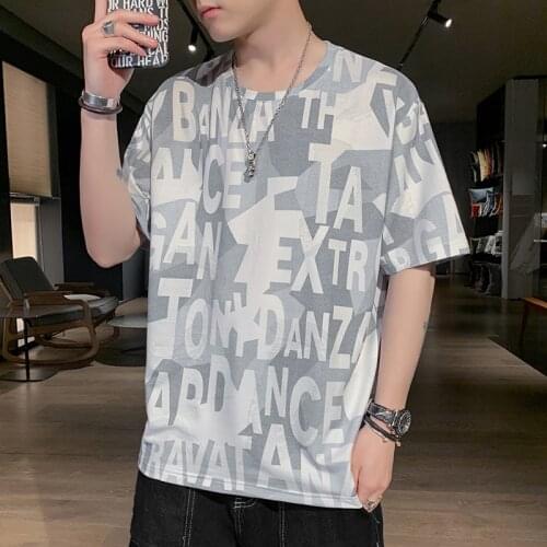 Mens Summer Short Sleeve Printed T-shirt Youth Loose Casual Tee C6