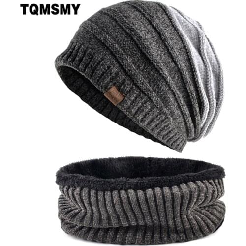Color matching Hat scarf sets Mens Knitted wool Beanie stripe Bonnet Hip Hop Caps Skullies winter hats for women Gorros