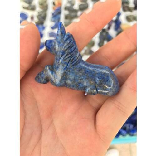 Natural lapis lazuli, crystal carving unicorn, lying unicorn pendant for home decoration