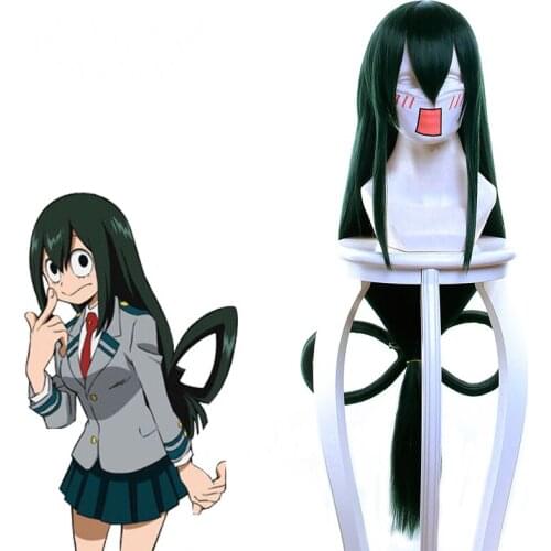 My Hero Academia Frog Blows In The Rain Rain Dark Green Long Hair + Cosplay Wig