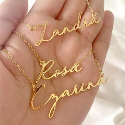 Personalized Custom Name Pendant Necklace Customized Cursive Nameplate Necklace For Women Handmade Jewelry Gift