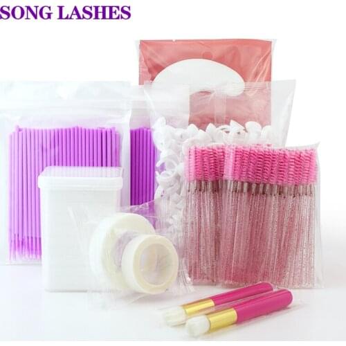 SONG LASHES Wipe Clean Cotton Eyelash Brush Eyepach Tape glue ring for eyelash extensions make up tool cleaner