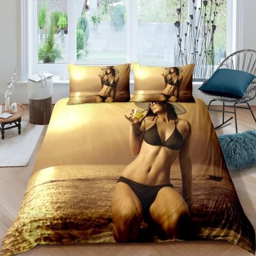 Luxury Sexy Bedding Sets Full Size Beauty Duvet Cover Set with Pillowcase King Queen Comforter Bed Sets