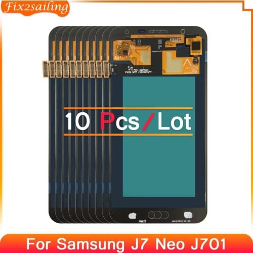 10pcSUPER AMOLED For SAMSUNG Galaxy J7 J701 Neo J701 J701F J701M J701MT Touch Screen LCD Assembly Replacement Parts 100% Tested