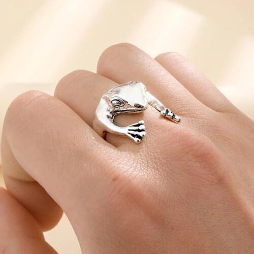 Silver Color Resizable Opening Rings Animal Frog Finger Ring For Couple Lover Women Men Lady Valentines Day Birthday Gift