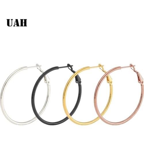 UAH Pendientes Mujer Hoop Earrings Stainless Steel 4 Colors Circle Earring For Women Girl Jewelry Pendientes