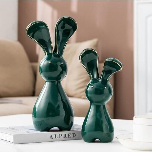 Nordic Rabbit Abstract Sculpture Home Decoration Accessories Modern Ceramics Statues For Decoration Living Room Decoration
