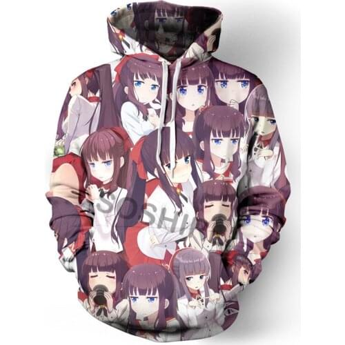 SOSHIRL Cosplay Fans Hoodies Funny Kawaii Anime Hoody Unisex Winter Streetwear Harajuku New Game Tops Takimoto Hifumi Pullovers