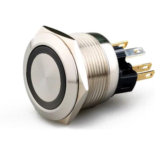 22mm Push button LED siwtch latching type ring illuminated 1NO1NC waterproof free shipping