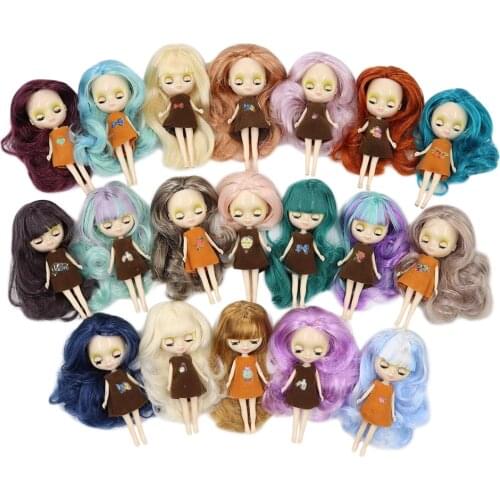 Factory mini blyth doll 10CM colorful hair color with random dress with bangs or no bangs normal body DIY fashion toys