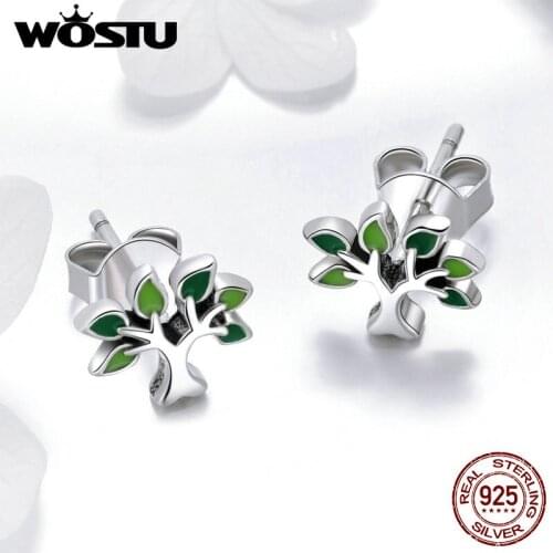 100% 925 Sterling Silver Tree of Life Trendy Stud Earrings for Women Party Fashion Silver Earrings Fine S925 Jewelry Gift BKE409