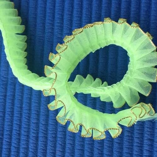 ZHU RU 10 colors 20mm Width Grid Laciness Decoration Gold side tulle chiffon Lace Strap Trim Clothes crafts accessories