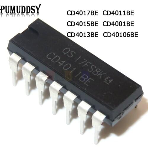 10PCS CD4017BE CD4015BE CD4013BE CD4011BE CD4001BE CD40106BE DIP-14 CD4017 CD4015 CD4013 CD4011 CD4001 CD40106 DIP IC