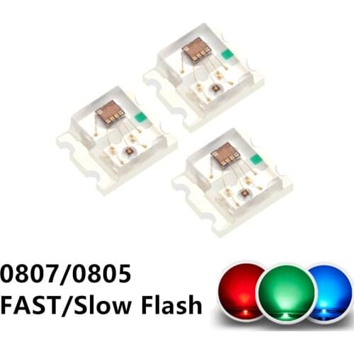 1000Pcs SAMI 0807 Slow And Fast Flashing RGB SMD Led Lamp 0805 RGB Slow Fast Flash Diode Colorful Diodes DIY
