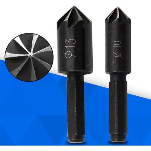 2pcs Carbon Steel Seven-blade Chamfering Knife Perforating Drill Bit Positioning Wood Edger