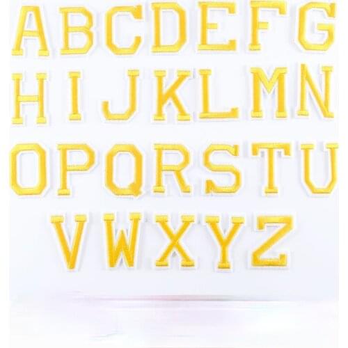 5pc Gold Letter Embroidery Iron on Name Patch Clothes Bag Shoes Diy Stickers 26 Alphabet Sew on Kids Dress Decoration Appliques