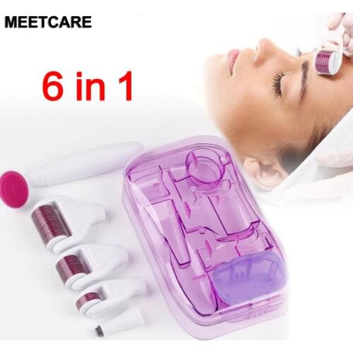 6 in 1 Microneedle Derma Roller Kit Titanium Dermaroller Micro Needle Facial Roller Skin Care For Skin Care and Body Treatment